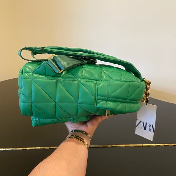 NWT Zara luxury minimalist faux leather quilted backpack chunky chain handle main image 5